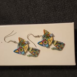 Crazy Cat Blue Earrings